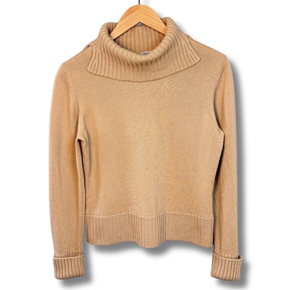 Vintage Gran Sasso Italy 100% Virgin Wool Turtleneck Sweater Beige US 6-8* - Picture 1 of 15